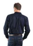 HARD SLOG MENS Half Placket Light Cotton Shirt L/S | Dark Navy