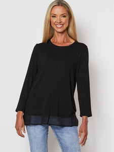 Georgette Hem Top | Black