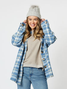 Perisher Check Shacket | Cornflower