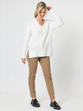 Kaitlyn V Neck Knit | White