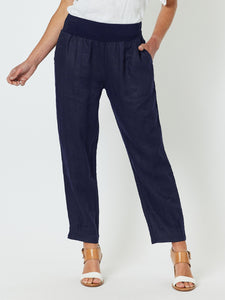 GS RIBBED WAIST LINEN PANTS