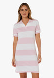 PILBARA LADIES STIPED POLO DRESS|P.PINK/WHITE-PMPC130