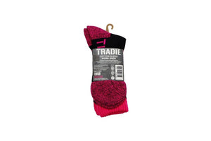 TRADIE LADY | Ladies Tradie 3 Pairs Cotton Blend Work Boot Socks Black & Pink (1SJ)