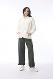 ORIENTIQUE PONTE PANT OVERSIZE SIDE BAND | 4671P MILITARY