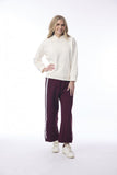 ORIENTIQUE PONTE PANT OVERSIZE SIDE BAND | 4671P WINE