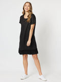 Ruffle Hem Linen Dress | Black