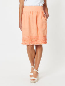 G0RDON SMITH Ruffle Hem Linen SKIRT |MANDARINE