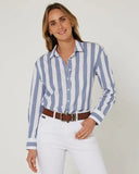 PILBARA | Womens Jacquelin Classic Cotton Shirt | CHAMBRAY/WHITE
