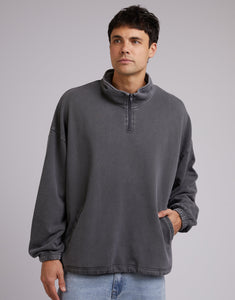 SILENT THEORY|OVERSIZED 1/4 ZIP JUMPER |COAL