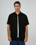SILENT THEORY | TEXTURED LINEN SS SHIRT - NAVY