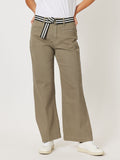 Threadz Georgia Stretch Cotton Wide Leg Jean - Khaki