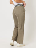 Threadz Georgia Stretch Cotton Wide Leg Jean - Khaki