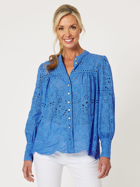 Limani Embroidery Shirt |Cornflower