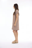 ORIENTIQUE | Linen Solid Dress Shift Cap Sleeve