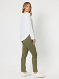 THREADZ|Lily Pull On Slim Leg Jean - Khaki