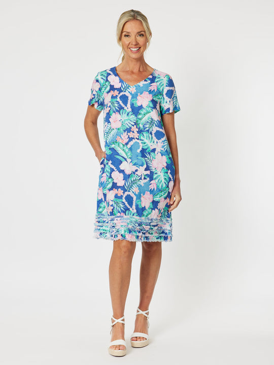 GORDON SMITH|  Santa Monica Frilled Hem Dress - Multi