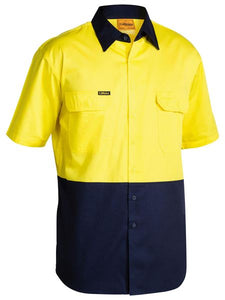 HI VIS Open Front Cool Vent Shirt | Yellow-Navy