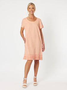 G0RDON SMITH Ruffle Hem Linen Dress |MANDARINE