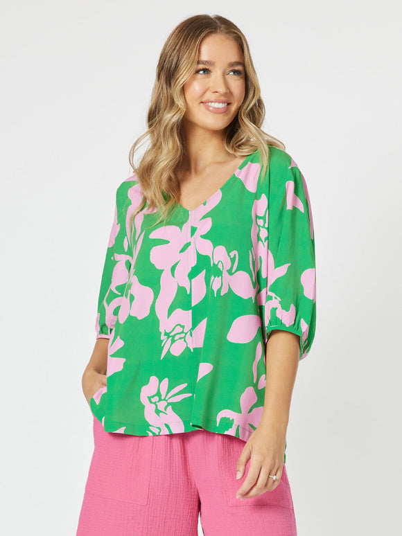 THREADZ |  Spring V Neck Tunic - Emerald   SKU: 46326