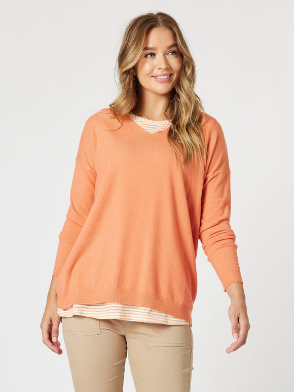 THREADZ | ISABELLA KNIT WITH STRIPE CAMI - 47690