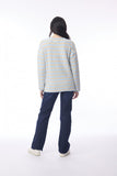 ORIENTIQUE KNIT TOP R-NECK  STRIPE SLUB | 1328 POWDER BLUE/NATURAL