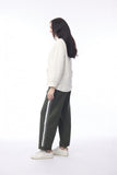 ORIENTIQUE PONTE PANT OVERSIZE SIDE BAND | 4671P MILITARY