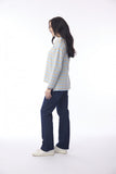 ORIENTIQUE KNIT TOP R-NECK  STRIPE SLUB | 1328 POWDER BLUE/NATURAL