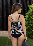 LE SCULPT Chlorine Resistant Tankini Top Tiered Ruffle Vacation leaf SKU: BDSW2302-10