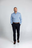 BLKWD MENS CHARTLEY LONG SLEEVE STRETCH SHIRT | BLUE