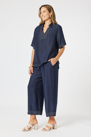 THREADZ CLARITYY TOP STITCH PANT | NAVY-48310