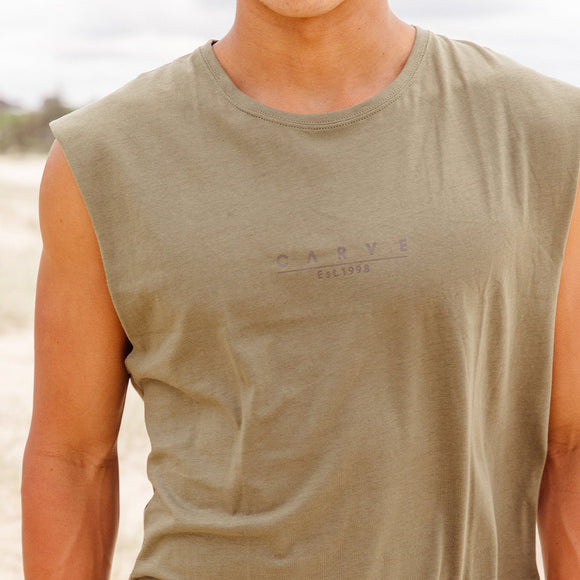 CARVE MENS Legacy MUSCLE TEE | V. KHAKI