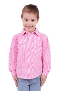 Kids Luvenia Half Placket LS Shirt | Pink