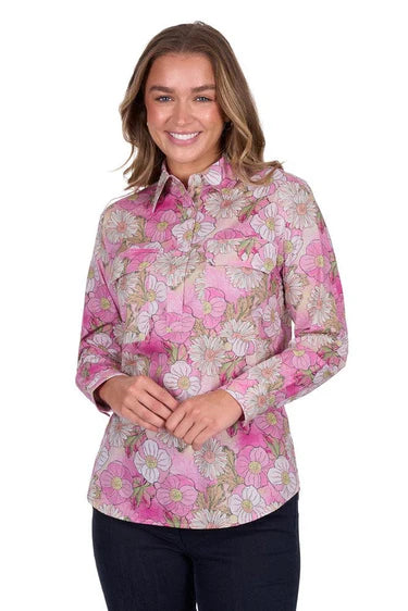 HARD SLOG WOMENS ETTA 1\2 PLACKT LONG SLEEVE SHIRT | PINK