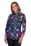 HARD SLOG WOMENS JOLIE FULL PLACKT LONG SLEEVE SHIRT | NAVY