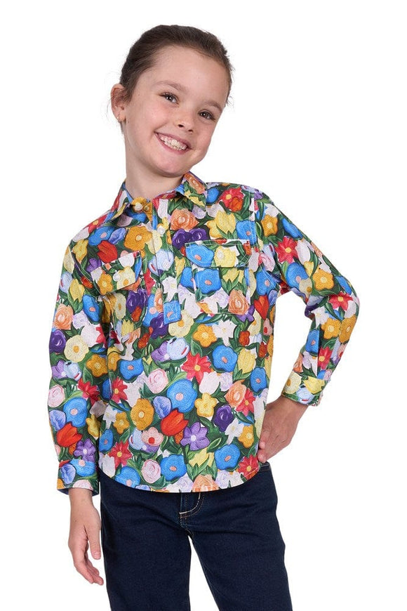 HARD SLOG KIDS DELIA 1\2 PLACKT LONG SLEEVE SHIRT
