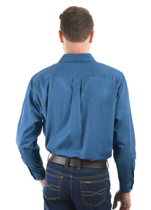 HARD SLOG MENS Half Placket Light Cotton Shirt L/S | BLUE RIVER