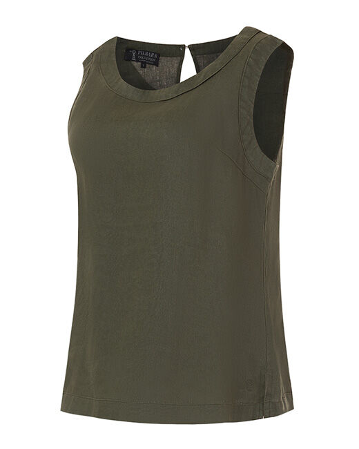 PILBARA WOMENS LINEN SINGLET | OLIVE