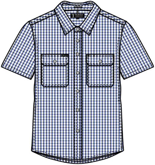 Mens S/S Dual Pocket Shirt | Blue-Navy-White