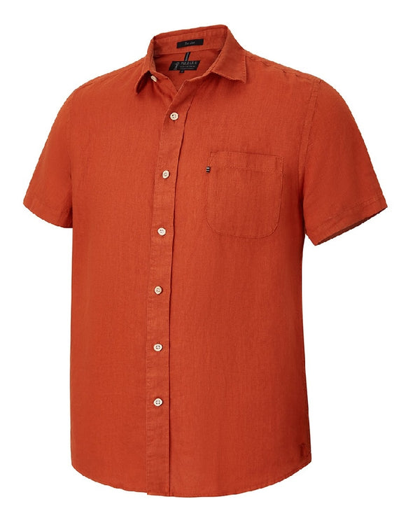 PILBARA Mens Linen S/S Shirt RUST