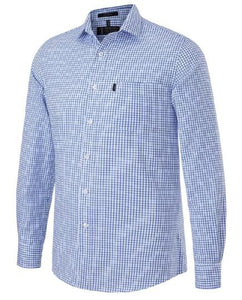 Pilbara Men's Y/D Check, Single Pocket, L/S Shirt | BLUE