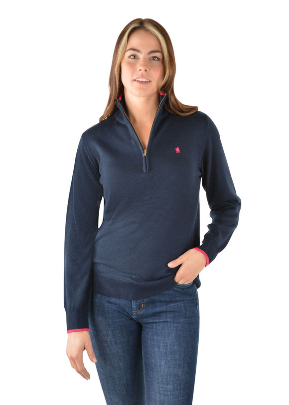 Merino Quarter Zip Rugby Jumper | Navy