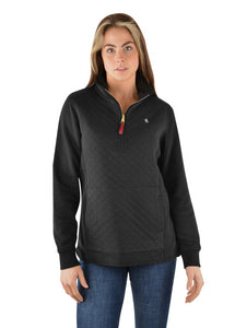 Quilted 1/4 Zip Rugby Jumper | Black