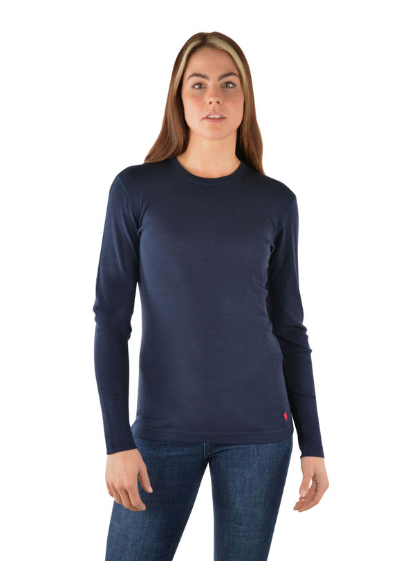 Layering Merino Long Sleeve Rib Tee | Navy