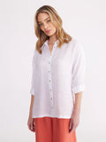 Relaxed Linen Ladies Shirt | White