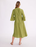 Yarra Trail Pintuck Dress OLIVINE