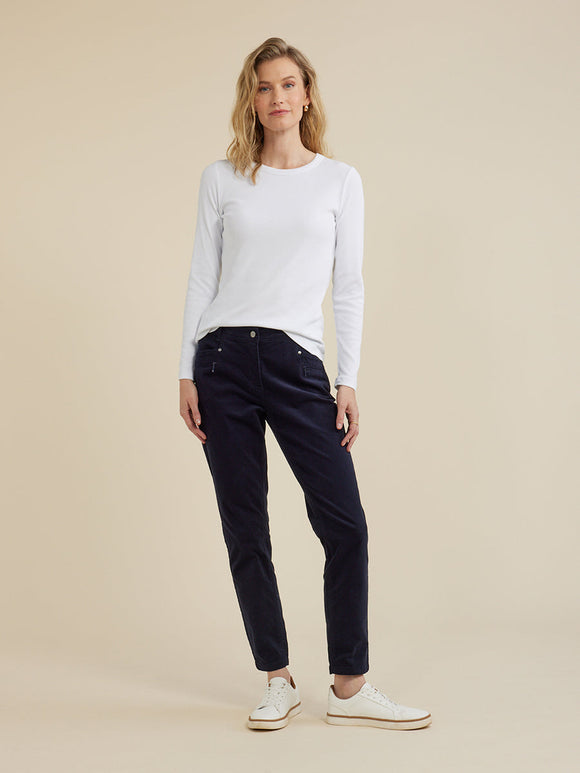 YARRA TRAIL Slim Line Cord Pant | Navy