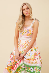 CKM | SLEEVELESS BORDER PRINT DRESS