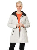 WATERPROOF THIGH LENGTH JACKET WITH REMOVABLE HOOD & GATHERED BACK WAISTBAND DETAIL #9006 - SILVER