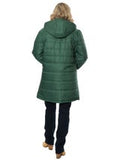 THIGH LENGTH QUILTED JACKET WITH HOOD #9620 FOREST