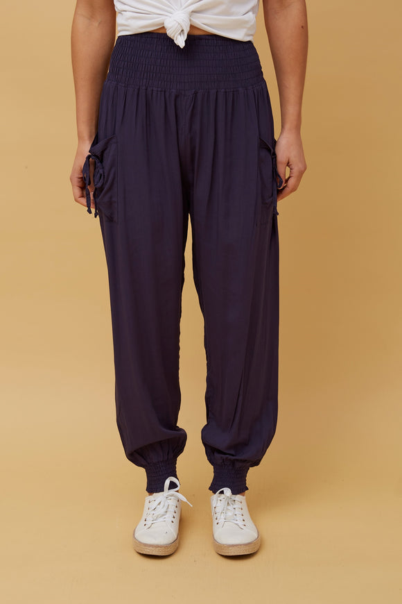 Solid Harem Pants | Navy